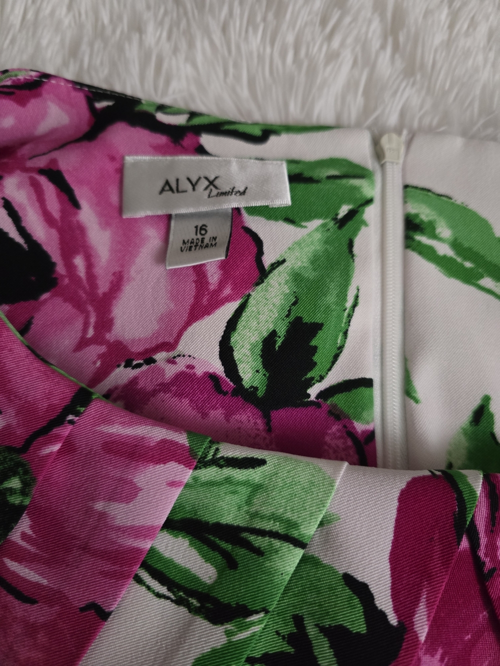 Bright Pink Floral Fit & Flare Dress with Black Belt - Picture 3 of 5